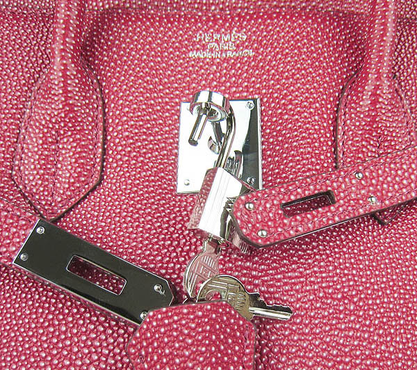 High Quality Fake Hermes Birkin 35CM Pearl Veins Leather Bag Red 6089 - Click Image to Close